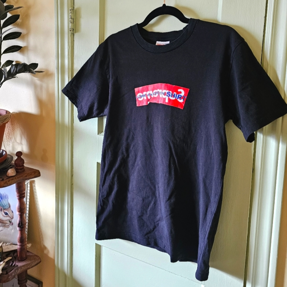 Supreme x CDG Comme Des Garçons crumpled box logo tee shirt